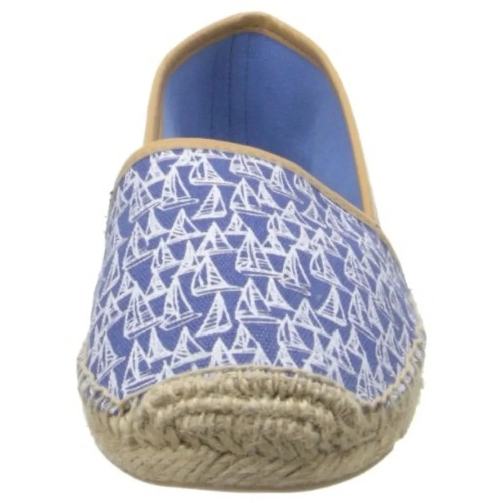 Tommy Hilfiger Sailboat Print Espadrille Flats Blue White Nautical Slip On